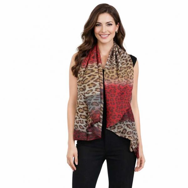 wholesale 1789  - Chiffon Scarf Vest/Cape (Circle Cut) #0022 Multi Cheetah - Red * (MB) - One Size