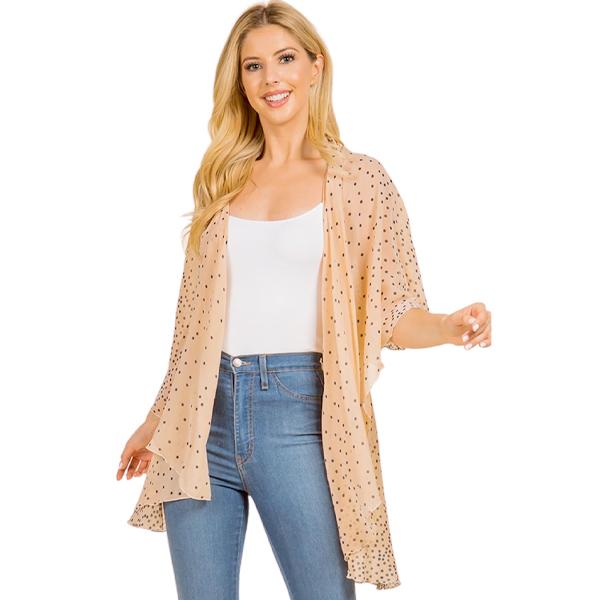 wholesale 1789  - Chiffon Scarf Vest/Cape (Circle Cut) #0401 Polka Dot - Beige-Blue* (MB) - One Size