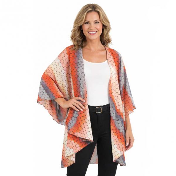 wholesale 1789  - Chiffon Scarf Vest/Cape (Circle Cut) #0067 Orange Circles - One Size