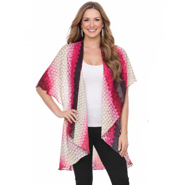 wholesale 1789  - Chiffon Scarf Vest/Cape (Circle Cut) #0067 Fuchsia Circles - One Size