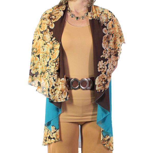 1789  - Chiffon Scarf Vest/Cape (Style 1) #0230 Brown-Turquoise  - One Size