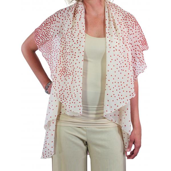 1789  - Chiffon Scarf Vest/Cape (Style 1) #0401 Polka Dot - White-Red*  - One Size