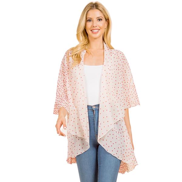 1789  - Chiffon Scarf Vest/Cape (Style 1) #0401 Polka Dot - White-Red*  - One Size