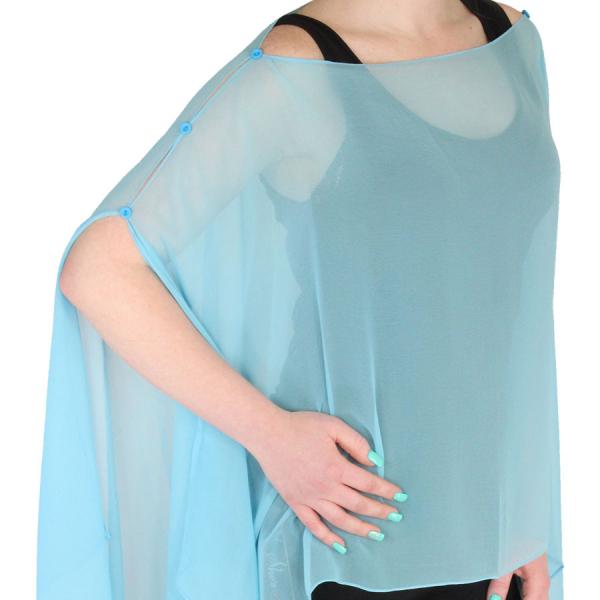 Wholesale 1799/T - Silky Six Button Ponchos FZS-SSB <br>Solid Sky Blue MB - 