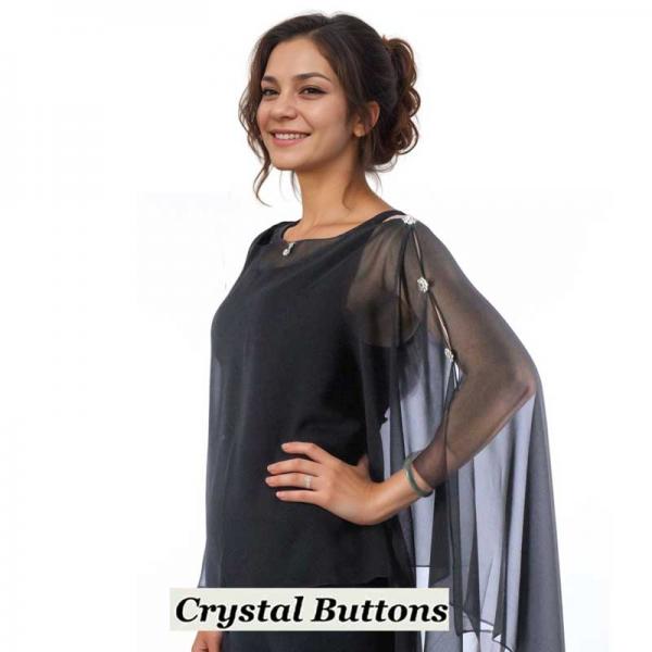 Wholesale 2282/T - Silky Dress Infinities Solid Black<br>
Crystal Buttons - 