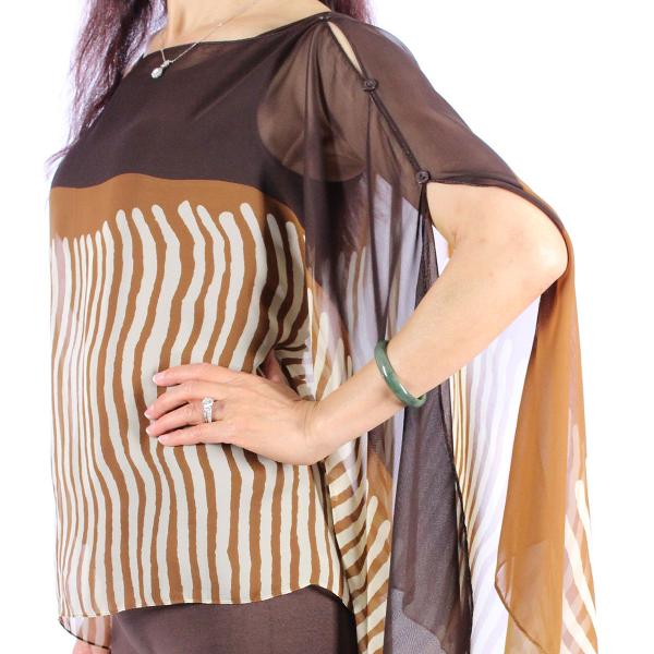 wholesale 1799 - Silky Six Button Poncho/Cape FZS-N1132<br> Brown - 