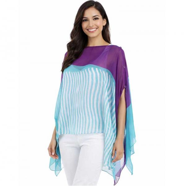 wholesale 1799/T - Silky Six Button Ponchos N/1135 <br>
Teal Mix<br>
Color Coordinated Buttons (MB) - 