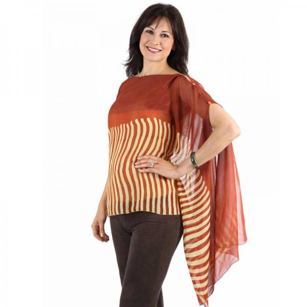 wholesale 1799/T - Silky Six Button Ponchos N/1137<br>
Paprika Mix<br> 
Color Coordinated Buttons - 