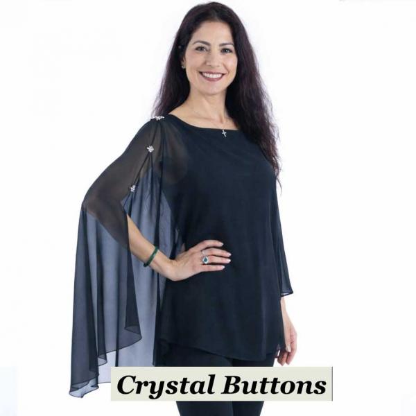 wholesale 1799/T - Silky Six Button Ponchos Solid Navy<br>
Crystal Buttons  - 