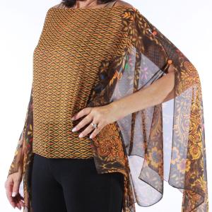 1799 - Silky Six Button Poncho/Cape #506 Brown (Peacock Abstract) MB - 