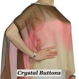 1799 - Silky Six Button Poncho/Cape 106BCT - Crystal Buttons<br>Brown-Coral-Tan (Tri-Color) Missing - 