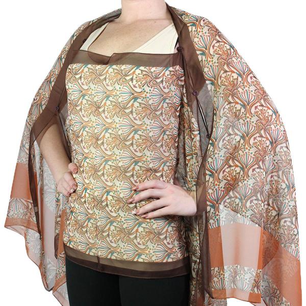wholesale 1799 - Silky Six Button Poncho/Cape 012BR - Color Coordinated Buttons<br>Brown Mix - 