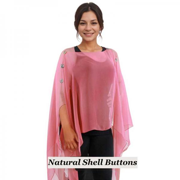 Wholesale 1799/T - Silky Six Button Ponchos Solid Coral<br>
Shell Buttons  - 