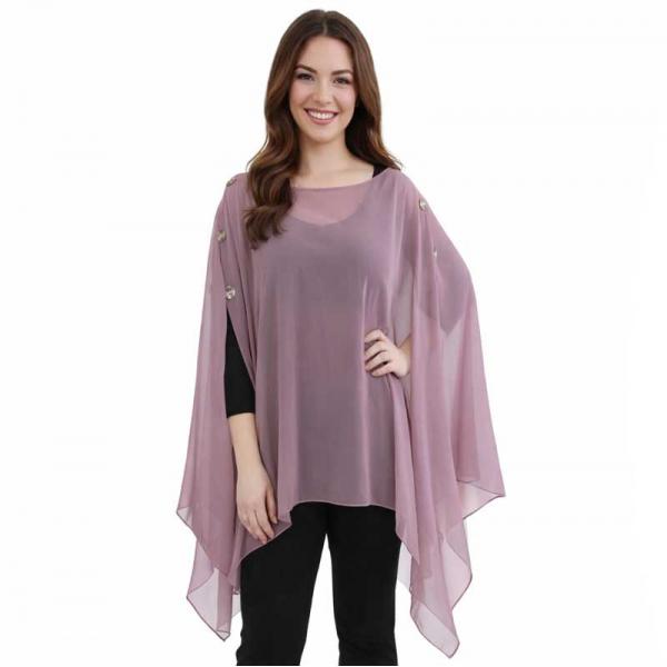 wholesale 1799/T - Silky Six Button Ponchos Solid Dusty Purple (MB)<br>
Shell Buttons  - 