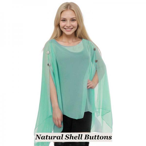 Wholesale 1799/T - Silky Six Button Ponchos Solid Jade<br>
Shell Buttons  - 