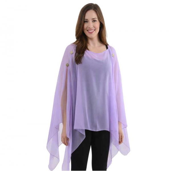 wholesale 1799/T - Silky Six Button Ponchos Solid Lavender<br>
Shell Buttons  - 