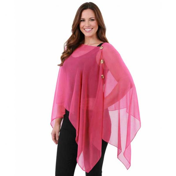wholesale 1799/T - Silky Six Button Ponchos Solid Magenta <br>Shell Buttons  - 