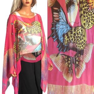 1799 - Silky Six Button Poncho/Cape 714FU Shell Buttons<br> Fuchsia (Big Butterfly) - 