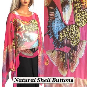 Wholesale  714FU - Shell Buttons<br> Fuchsia (Big Butterfly) - 