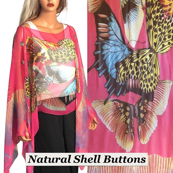 1799 - Silky Six Button Poncho/Cape 714FU - Shell Buttons<br> Fuchsia (Big Butterfly) - 