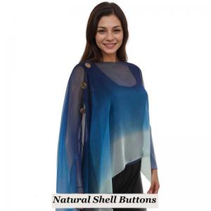 1799/T - Silky Six Button Ponchos 106/BL<br>
Tri-Color Blues<br>
Shell Buttons - 