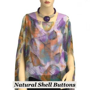 1799 - Silky Six Button Poncho/Cape 129TE - Shell Buttons<br>Teal Leaves - 