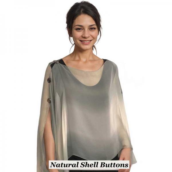 Wholesale 1799/T - Silky Six Button Ponchos 106/CBG<br>
Tri-Color Charcoal-Beige-Grey<br> 
Shell Buttons - 