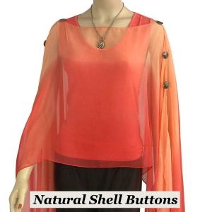 Wholesale 1799 - Silky Six Button Poncho/Cape 106CO - Shell Buttons<br>Corals (Tri-Color) (MB) - 