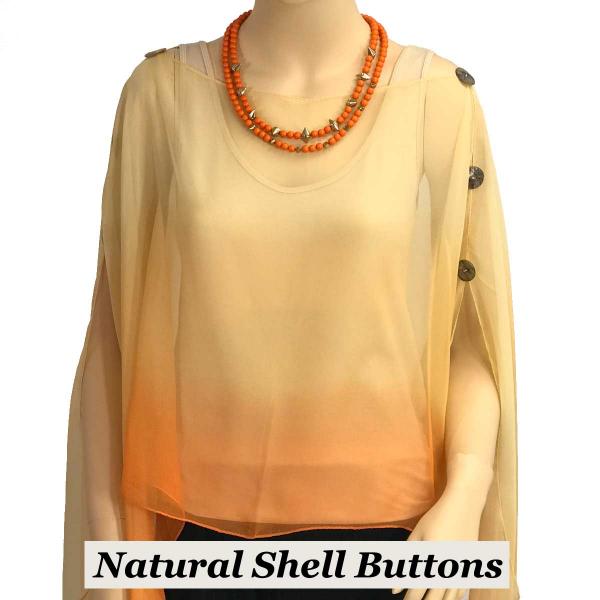 1799 - Silky Six Button Poncho/Cape 106OR - Shell Buttons<br>Beige-Peach-Orange (Tri-Color) - 