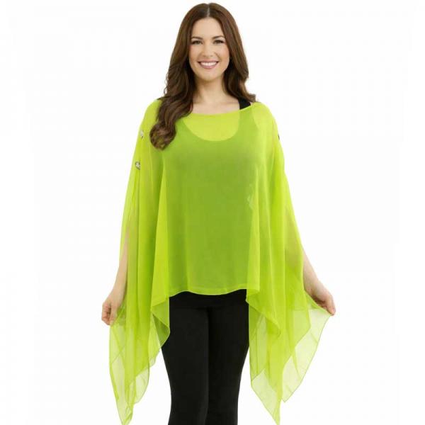 wholesale 1799/T - Silky Six Button Ponchos Solid Lime Green (MB)<br>Shell Buttons - 