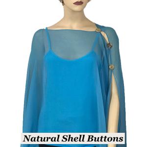 1799 - Silky Six Button Poncho/Cape STQ - Shell Buttons<br> Solid Turquoise - 