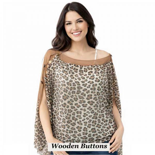 wholesale 1799/T - Silky Six Button Ponchos 104/CA (MB)<br>
Camel Cheetah<br> 
Wooden Buttons - 