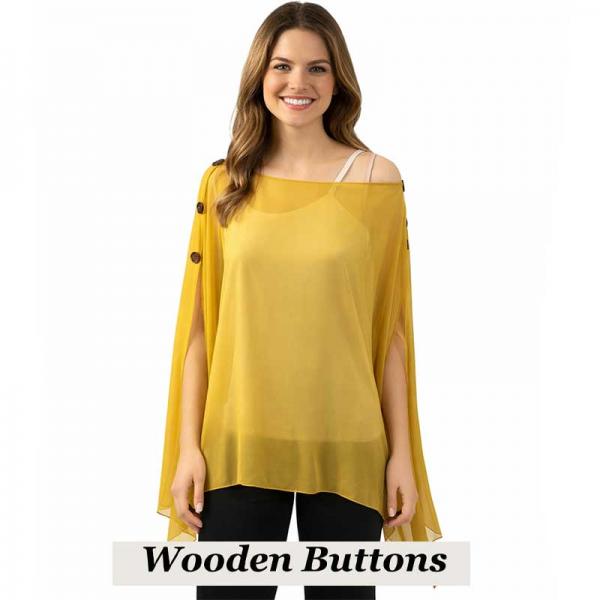 wholesale 1799/T - Silky Six Button Ponchos Solid Mustard<br>
Wooden Buttons - 