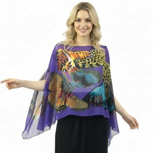 1799/T - Silky Six Button Ponchos 714/PU<br> 
Purple Big Butterfly<br> 
Shell Buttons - 