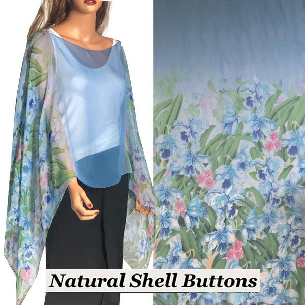 1799 - Silky Six Button Poncho/Cape 038DE - Shell Buttons<br>Floral Denim - 
