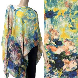 1799 - Silky Six Button Poncho/Cape A025 - Shell Buttons<br>
Multi Floral - 
