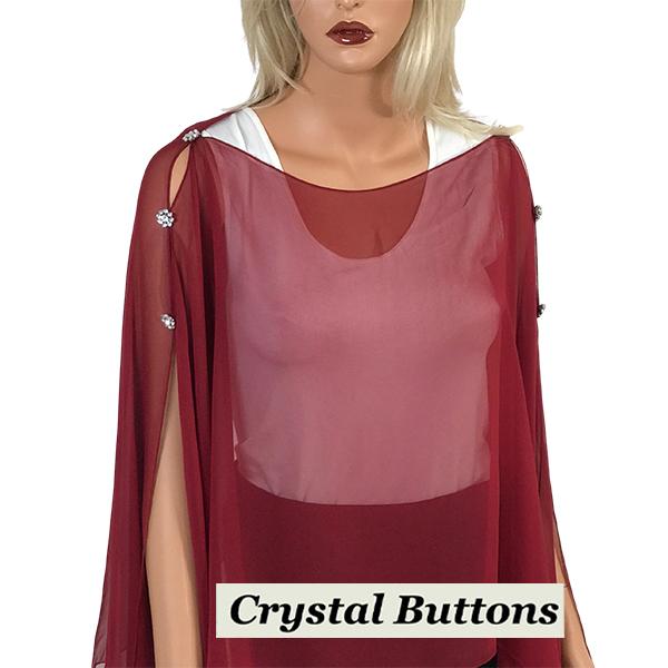 1799 - Silky Six Button Poncho/Cape SBU - Crystal Buttons <br>Solid Burgundy
 - 
