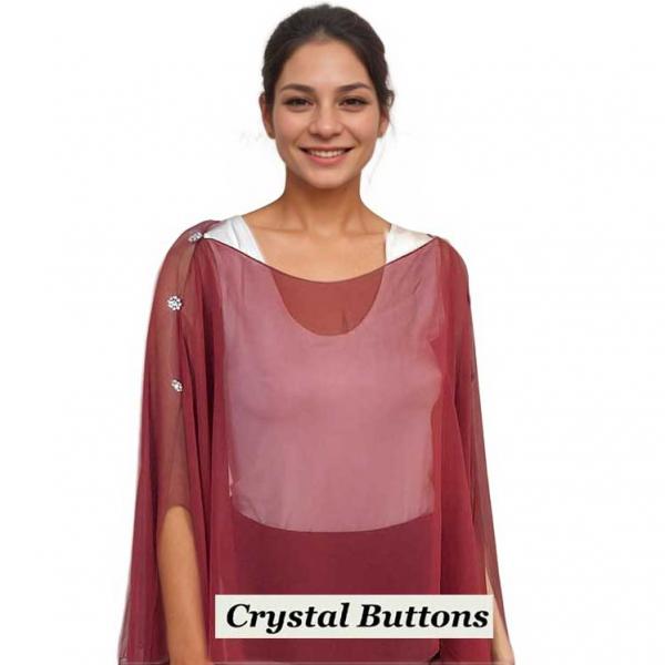 Wholesale 1799/T - Silky Six Button Ponchos Solid Burgundy<br>
Crystal Buttons 
 - 