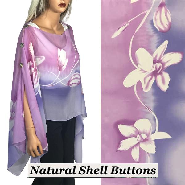 1799 - Silky Six Button Poncho/Cape A036 - Shell Buttons<br>
Lilac Floral - 