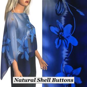 Wholesale 1799 - Silky Six Button Poncho/Cape A034 - Shell Buttons<br>
Blue Floral - 