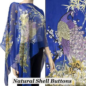 1799 - Silky Six Button Poncho/Cape 115RO - Shell Buttons <br> Royal(Peacock) - 