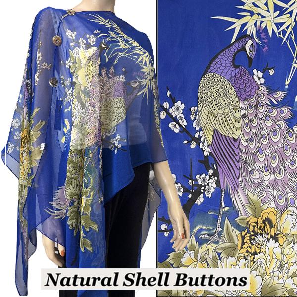 wholesale 1799 - Silky Six Button Poncho/Cape 115RO - Shell Buttons <br> Royal(Peacock) - 