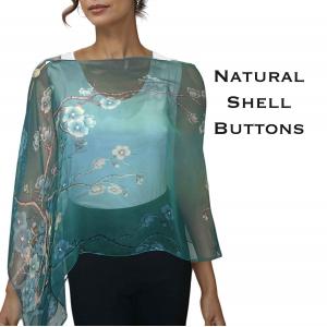 Wholesale 1799 - Silky Six Button Poncho/Cape APBL02 - Apple Blossoms<br> 
Shell Buttons - 