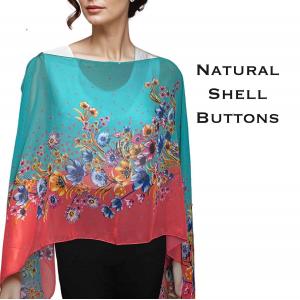 1799 - Silky Six Button Poncho/Cape 015CO - Shell Buttons<br>Coral Mix - 