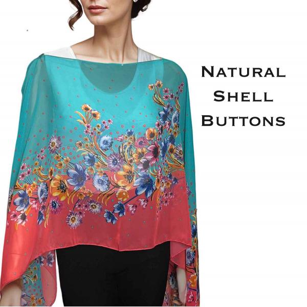wholesale 1799 - Silky Six Button Poncho/Cape 015CO - Shell Buttons<br>Coral Mix - 