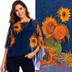 1799/T - Silky Six Button Ponchos ART/06<br>
Sunflowers - 