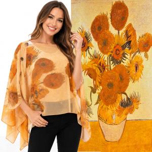 1799/T - Silky Six Button Ponchos ART/07<br>
Sunflowers - 
