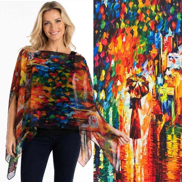 wholesale 1799/T - Silky Six Button Ponchos ART/10<br>
Lady in the Rain - 