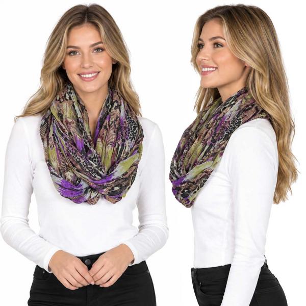 wholesale 1803 - Wide Infinity Scarves  3062 - Purple Snake Print  - 