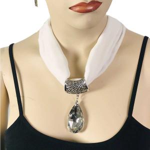 Chiffon Magnet Necklace w/Pendant 1814 #002 White Chiffon Magnet Necklace  (Silver Magnet) w/ Pendant #075 - 